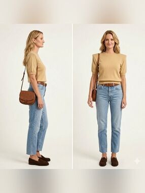 🔥 90s Vintage Power Shoulder Knit Sweater - Camel